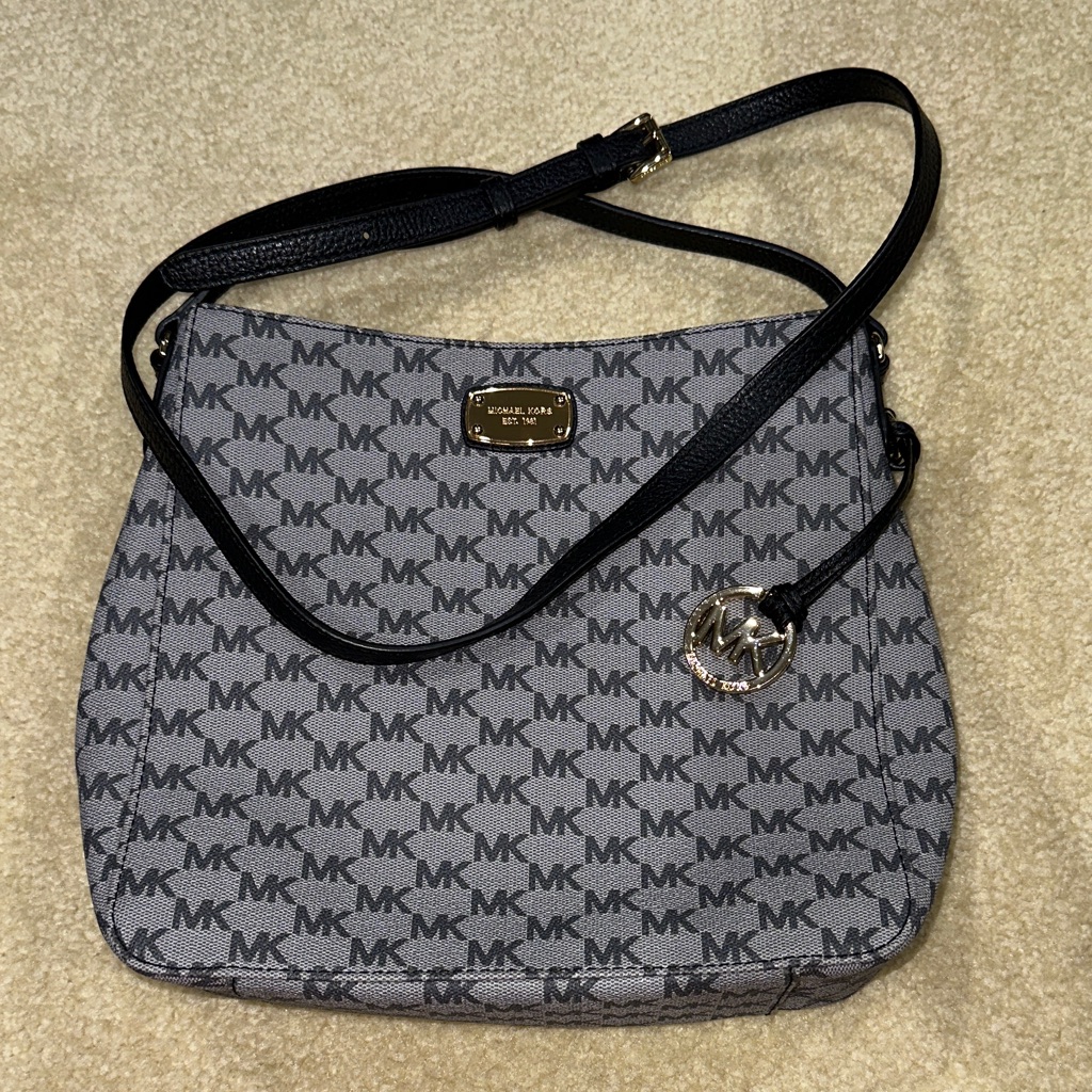 Michael Kors Monogram Black And Gray Crossybody Bag